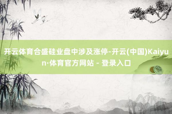 开云体育合盛硅业盘中涉及涨停-开云(中国)Kaiyun·体育官方网站 - 登录入口